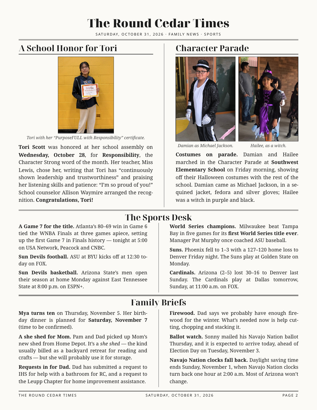 Round Cedar Times, October 31, 2026 — page 2
